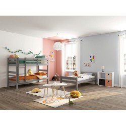 Lit simple 90x190 cm  ANDY coloris Gris