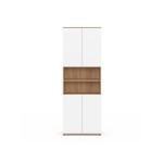 Meuble armoire colonne salle de bain tomi 4 portes 2 niches façon hêtre et blanc