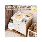 Plan à langer pour commode, table à langer, amovible, avec cloison, 80x74,5x13,5cm, blanc