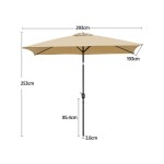 Parasol rectangulaire 3 m avec manivelle toile inclinable 6 baleines solides marron