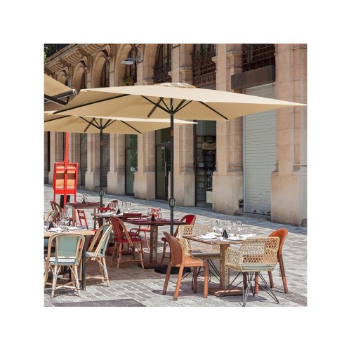 Parasol rectangulaire 3 m avec manivelle toile inclinable 6 baleines solides marron