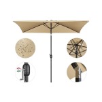 Parasol rectangulaire 3 m avec manivelle toile inclinable 6 baleines solides marron