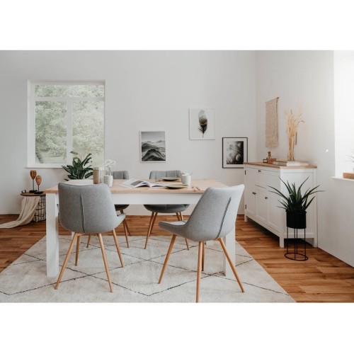 Table de séjour rectangulaire avec allonge bicolore CALAIS - 90 cmx160 cm- 215 cm