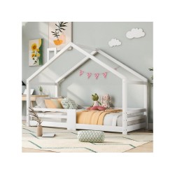 Lit cabane 90x200 cm   coloris blanc