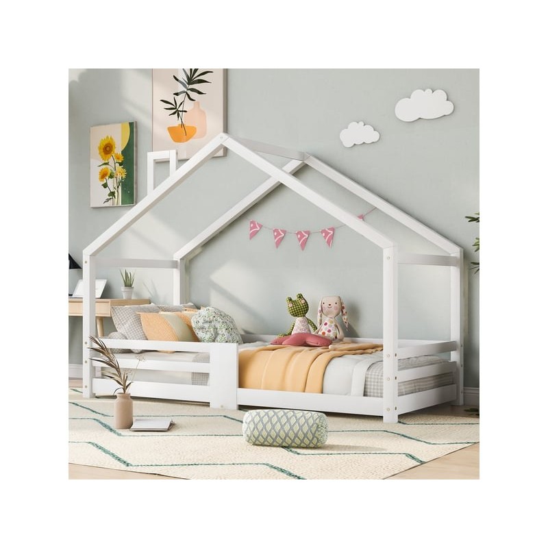 Lit cabane 90x200 cm   coloris blanc