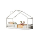 Lit cabane 90x200 cm   coloris blanc