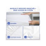 Matelas 90x190 cm HOMIMASTER  Ressorts + mémoire de forme soutien Medium épaisseur 25 cm