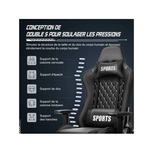 Fauteuil gaming HIAZURM avec assise réglable en hauteur