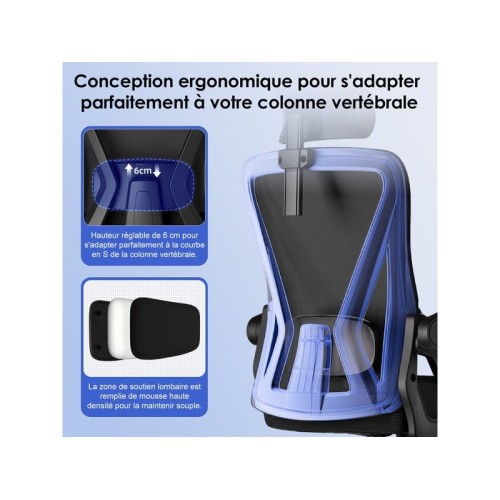 Fauteuil de bureau HOMIMASTER avec assise réglable en hauteur