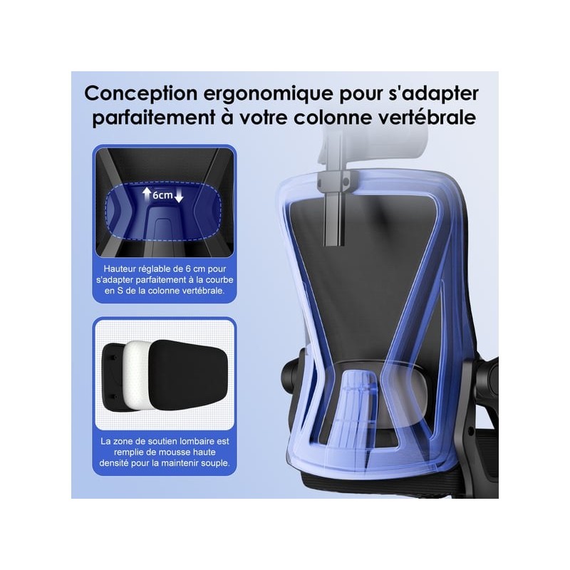Fauteuil de bureau HOMIMASTER avec assise réglable en hauteur