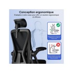 Fauteuil de bureau HOMIMASTER avec assise réglable en hauteur