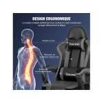 Fauteuil gaming HOMIMASTER avec assise réglable en hauteur