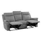 Canapé droit relax manuel RICKY 3 places Tissu Gris clair