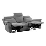 Canapé droit relax manuel RICKY 3 places Tissu Gris clair