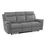 Canapé droit relax manuel RICKY 3 places Tissu Gris clair