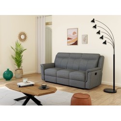 Canapé droit relax manuel RICKY 3 places Tissu Gris clair