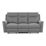 Canapé droit relax manuel RICKY 3 places Tissu Gris clair