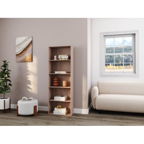 Bibliotheque coloris bois foncé 4 étagère(s) Cubik - 59.2 cm x 169 cm