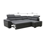 Canapé d'angle réversible convertible GUILLERMO 4 places Tissu Gris anthracite