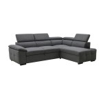 Canapé d'angle réversible convertible GUILLERMO 4 places Tissu Gris anthracite