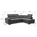 Canapé d'angle réversible convertible GUILLERMO 4 places Tissu Gris anthracite