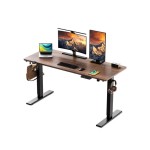 Bureau HOMAVO électrique assis-debout 140 cm coloris bois foncé