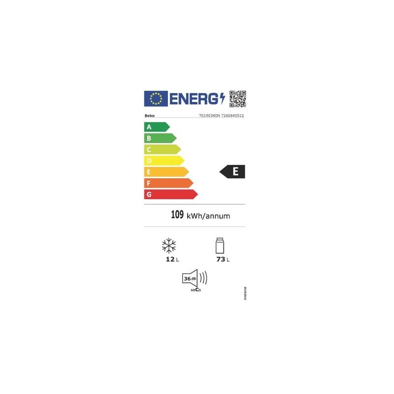 Refrigerateur 1 porte froid Statique BEKO TS190340N - largeur 47.5 cm x hauteur 81.8 cm
