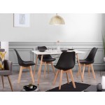 Lot de 6 chaises - noir - chaise scandinave - pieds en bois (6 chaises dans un colis)