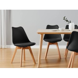 Lot de 6 chaises - noir - chaise scandinave - pieds en bois (6 chaises dans un colis)