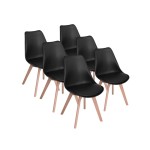 Lot de 6 chaises - noir - chaise scandinave - pieds en bois (6 chaises dans un colis)