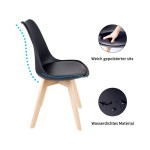 Lot de 6 chaises - noir - chaise scandinave - pieds en bois (6 chaises dans un colis)