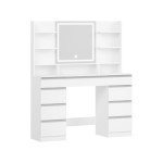 Coiffeuse 9 tiroir(s) Miroir Led avec 0 tabouret inclu    coloris blanc