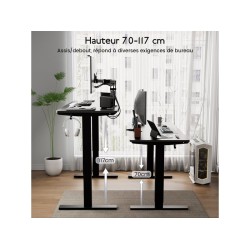 Bureau HOMAVO électrique assis-debout 110 cm coloris noir
