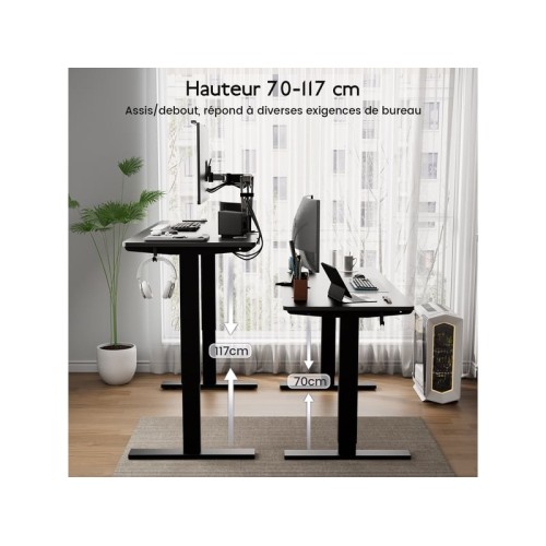 Bureau HOMAVO électrique assis-debout 110 cm coloris noir