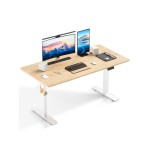 Bureau HOMAVO électrique assis-debout 140 cm coloris naturel