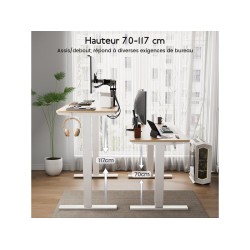 Bureau HOMAVO électrique assis-debout 160 cm coloris naturel