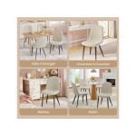 Lot de 6 Chaises Salle à Manger HavenlyHome, Tissu Lin, Dossier Ergonomique, Pieds en Métal, pour Salon, Cuisine, Chambre à Coucher, Beige