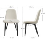 Lot de 6 Chaises Salle à Manger HavenlyHome, Tissu Lin, Dossier Ergonomique, Pieds en Métal, pour Salon, Cuisine, Chambre à Coucher, Beige