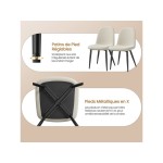 Lot de 6 Chaises Salle à Manger HavenlyHome, Tissu Lin, Dossier Ergonomique, Pieds en Métal, pour Salon, Cuisine, Chambre à Coucher, Beige