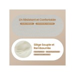 Lot de 6 Chaises Salle à Manger HavenlyHome, Tissu Lin, Dossier Ergonomique, Pieds en Métal, pour Salon, Cuisine, Chambre à Coucher, Beige