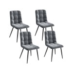 Lot de 4 Chaises Salle à Manger HavenlyHome, Assise Rembourrée en Velours avec Pieds Métal, Ergonomie, pour Cuisine, Salle à Manger, Salon, Chambre à Coucher, Gris
