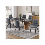 Lot de 4 Chaises Salle à Manger HavenlyHome, Assise Rembourrée en Velours avec Pieds Métal, Ergonomie, pour Cuisine, Salle à Manger, Salon, Chambre à Coucher, Gris