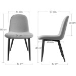 Lot de 6 Chaises Salle à Manger HavenlyHome, Tissu Lin, Dossier Ergonomique, Pieds en Métal, pour Salon, Cuisine, Chambre à Coucher, Gris