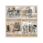 Lot de 6 Chaises Salle à Manger HavenlyHome, Tissu Lin, Dossier Ergonomique, Pieds en Métal, pour Salon, Cuisine, Chambre à Coucher, Gris
