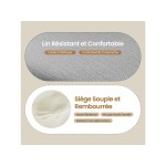 Lot de 6 Chaises Salle à Manger HavenlyHome, Tissu Lin, Dossier Ergonomique, Pieds en Métal, pour Salon, Cuisine, Chambre à Coucher, Gris