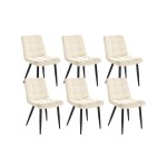Lot de 6 chaises salle à manger havenlyhome, assise rembourrée en velours avec pieds métal, ergonomie, pour cuisine, salle à manger, salon, chambre à coucher, beige