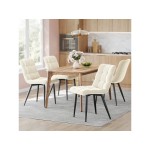 Lot de 4 Chaises Salle à Manger HavenlyHome, Assise Rembourrée en Velours avec Pieds Métal, Ergonomie, pour Cuisine, Salle à Manger, Salon, Chambre à Coucher, Beige