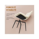 Lot de 4 Chaises Salle à Manger HavenlyHome, Assise Rembourrée en Velours avec Pieds Métal, Ergonomie, pour Cuisine, Salle à Manger, Salon, Chambre à Coucher, Beige