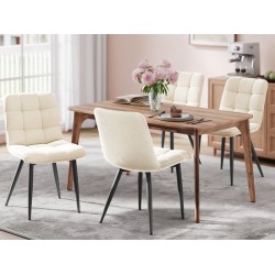 Lot de 4 Chaises Salle à Manger HavenlyHome, Assise Rembourrée en Velours avec Pieds Métal, Ergonomie, pour Cuisine, Salle à Manger, Salon, Chambre à Coucher, Beige