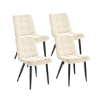 Lot de 4 Chaises Salle à Manger HavenlyHome, Assise Rembourrée en Velours avec Pieds Métal, Ergonomie, pour Cuisine, Salle à Manger, Salon, Chambre à Coucher, Beige
